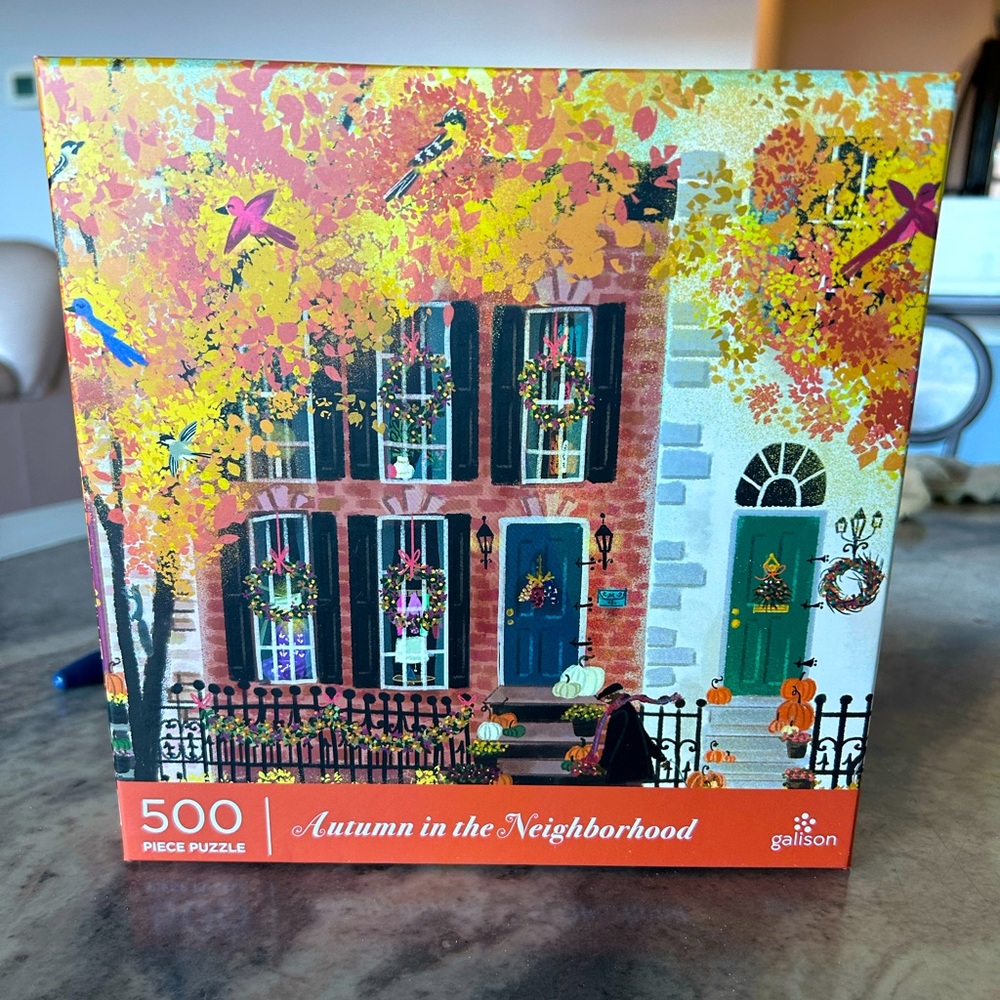 500 piece puzzle by galison - “Autumn in the Neighborhood”